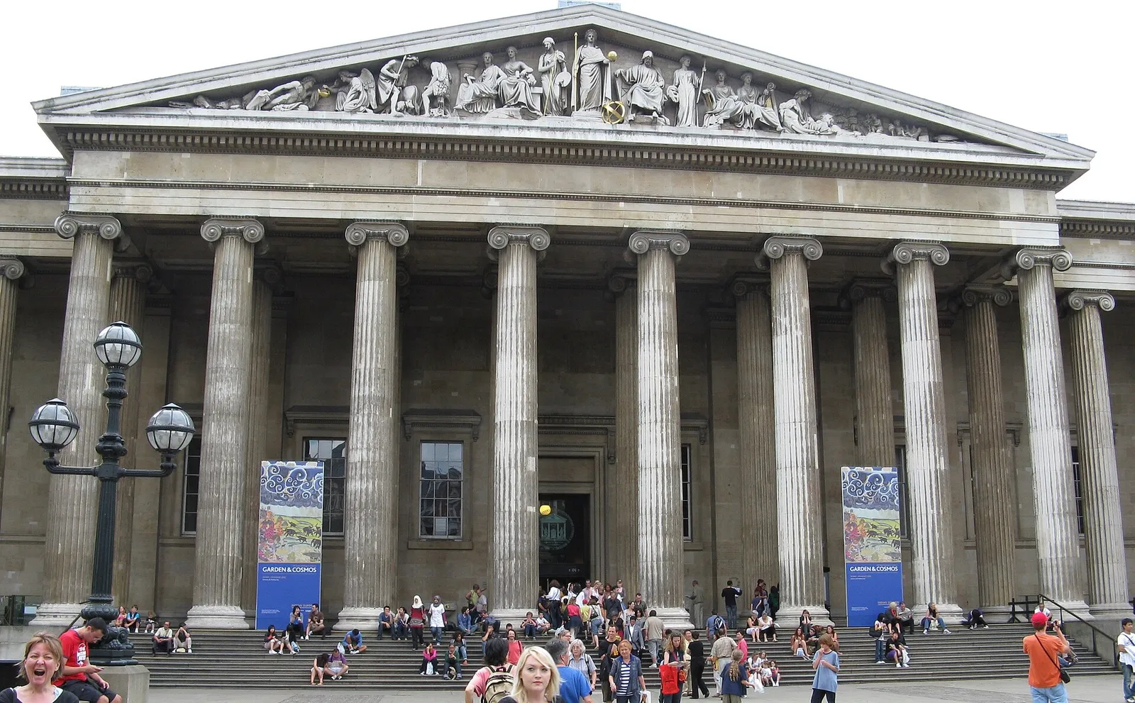 Columned front of the British Museum in Bloomsbury