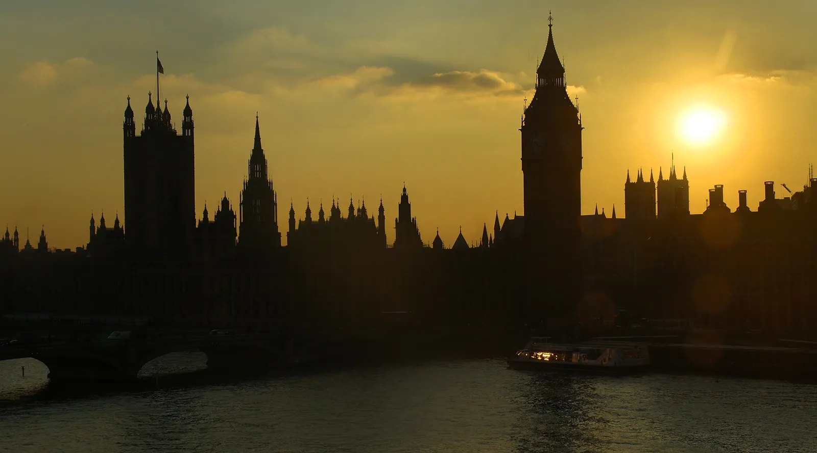 Houses of Parliament across the Thames at sunset