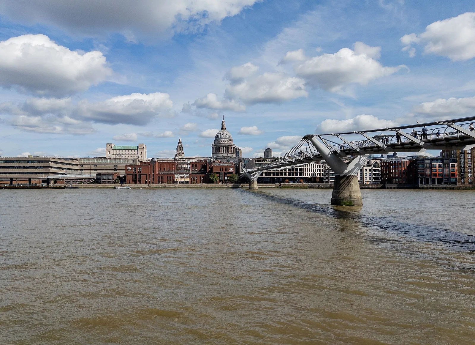 Millennium Bridge leading across the Thames to St Paul's Cathedral