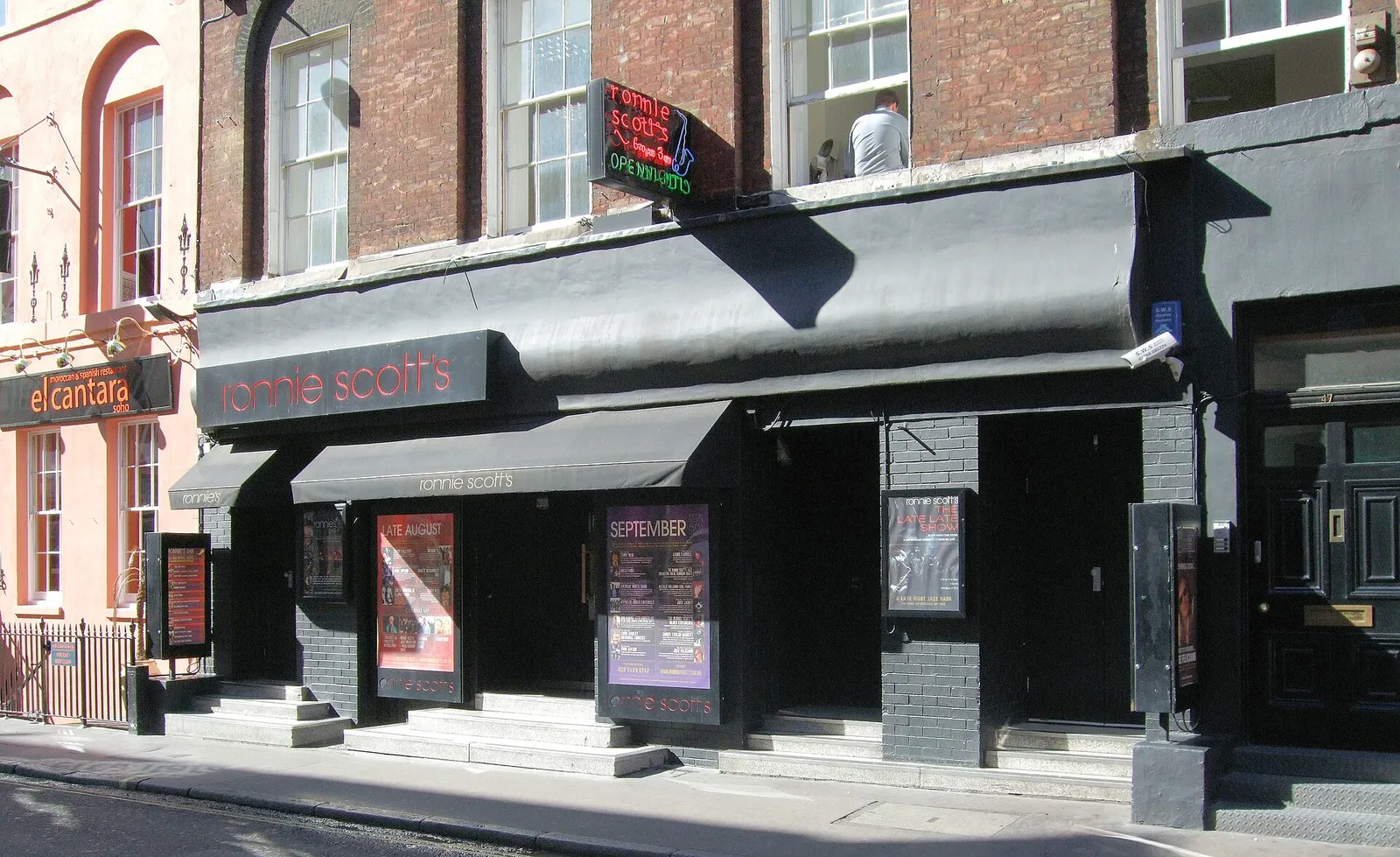 Ronnie Scott's jazz club sign on Frith Street, Soho