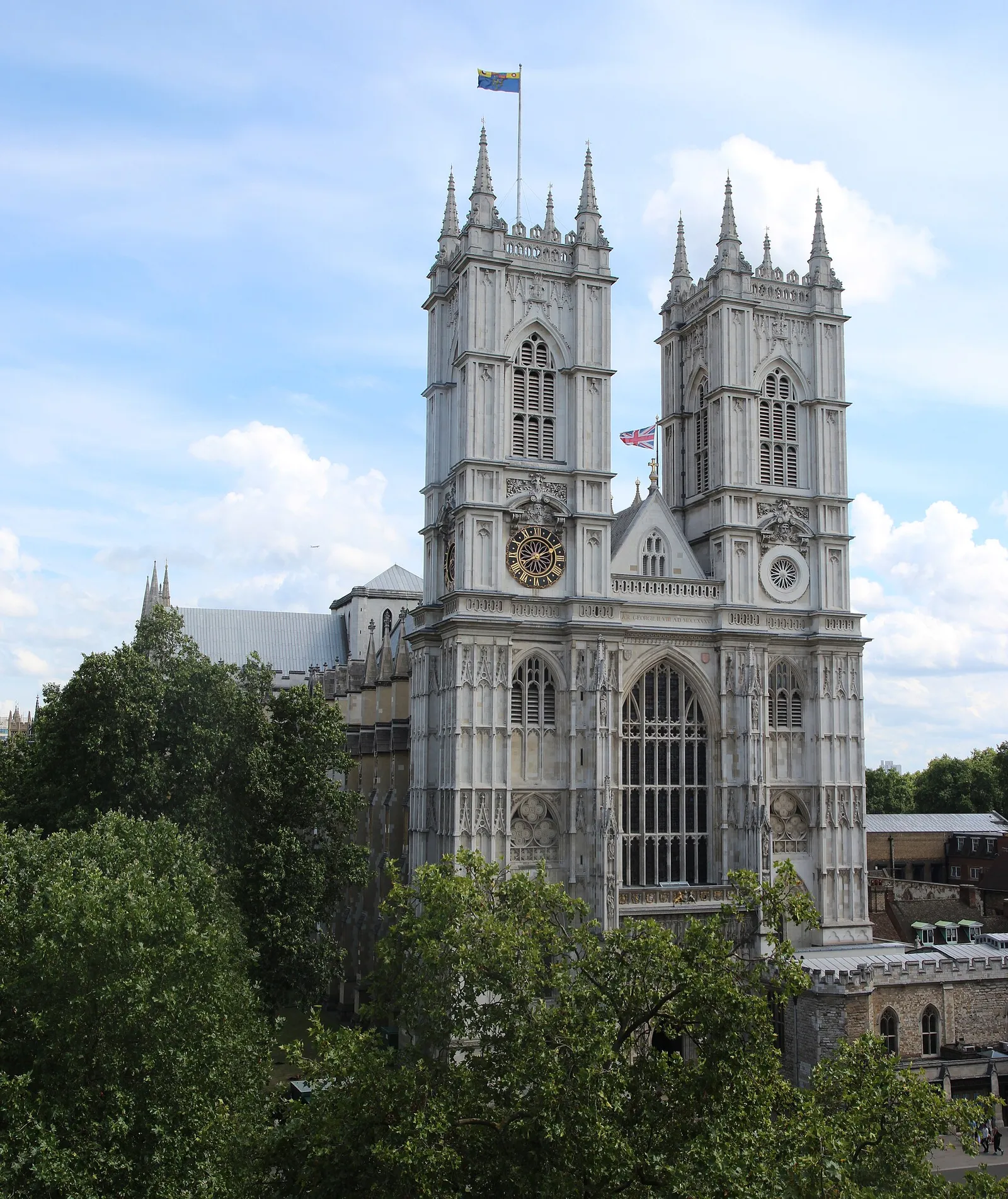 West front of Westminster Abbey with its twin towers